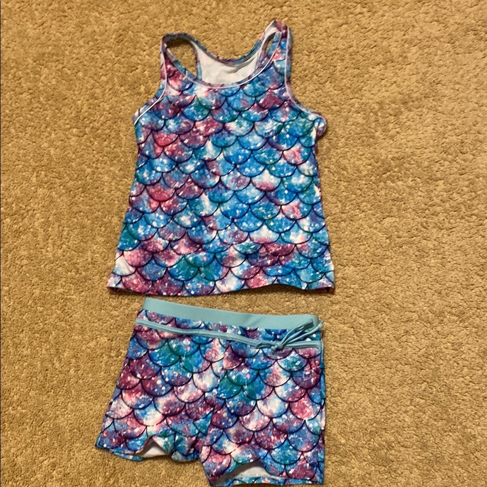 Colorful Mermaid Scale Tank and Shorts Set